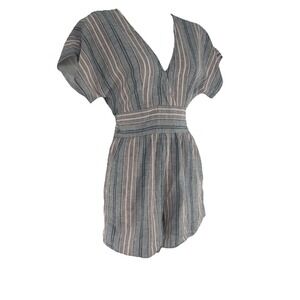 American Eagle linen tie back romper size XS pockets V Neck Spring boho beachy